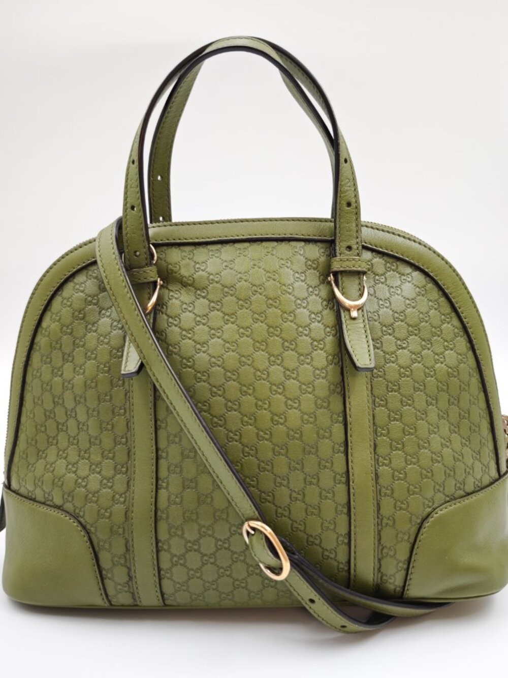 Gucci Nice Dome Microguccissima Green Leather Satchel Shoulder Bag Crossbody